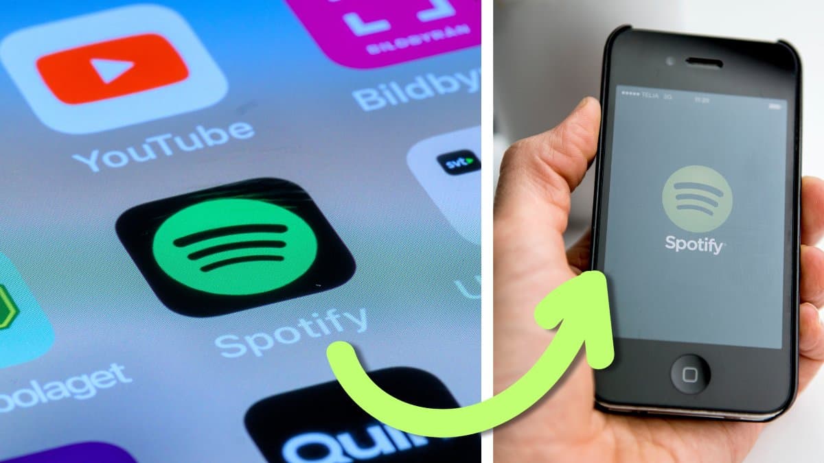 Spotify och mobiltelefon.