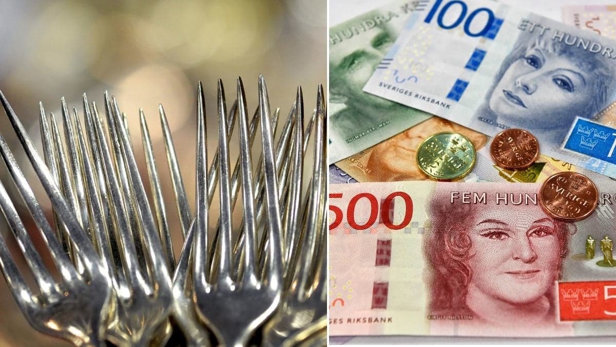 Silverbestick och pengar.