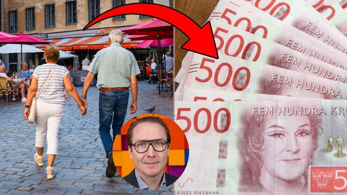 Pensionärspar, pengar och Johan Andersson på Pensionsmyndigheten.