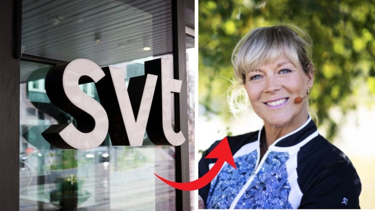 SVT skylt till vänster. Sofias Hemmagympa till höger.