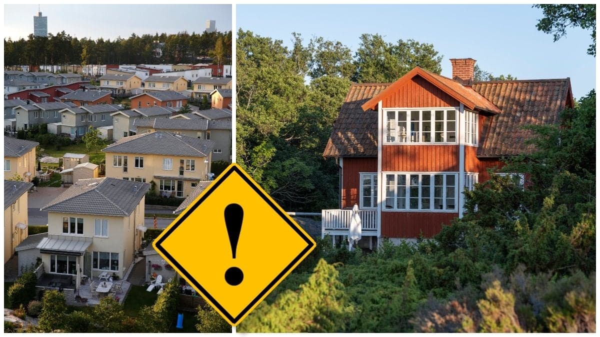 Villaområde och en rödmålad villa