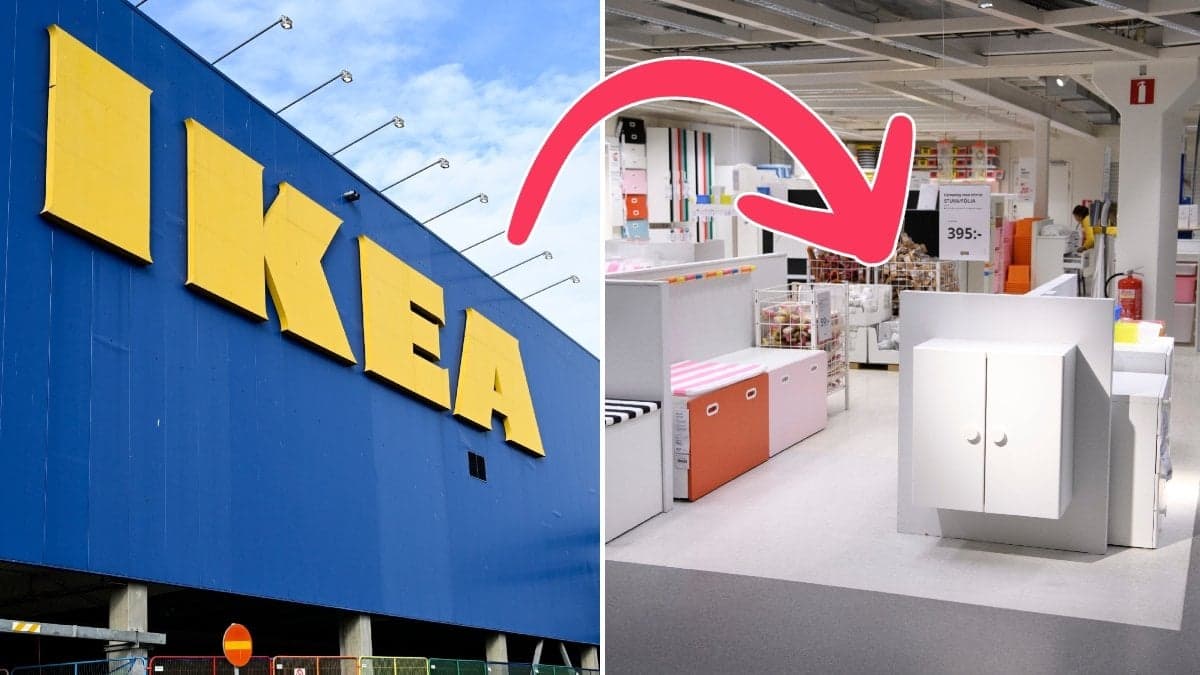 Ett Ikea-varuhus och insidan på ett Ikea-varuhus.