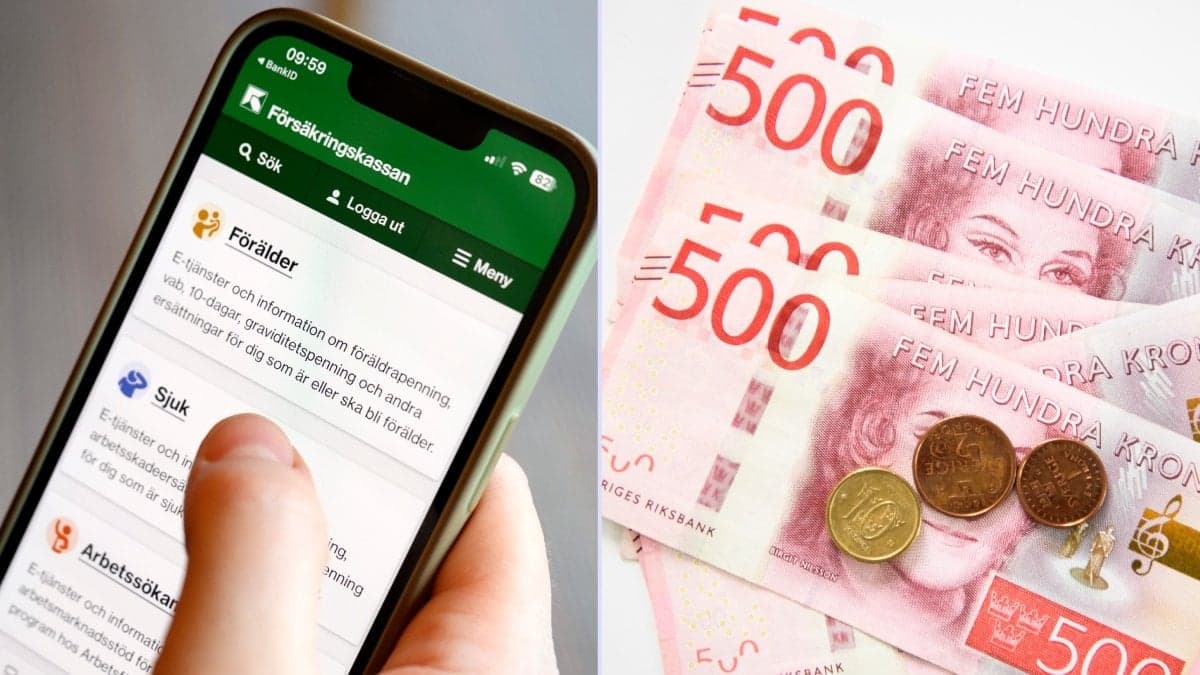 Försäkringskassans app och pengar.