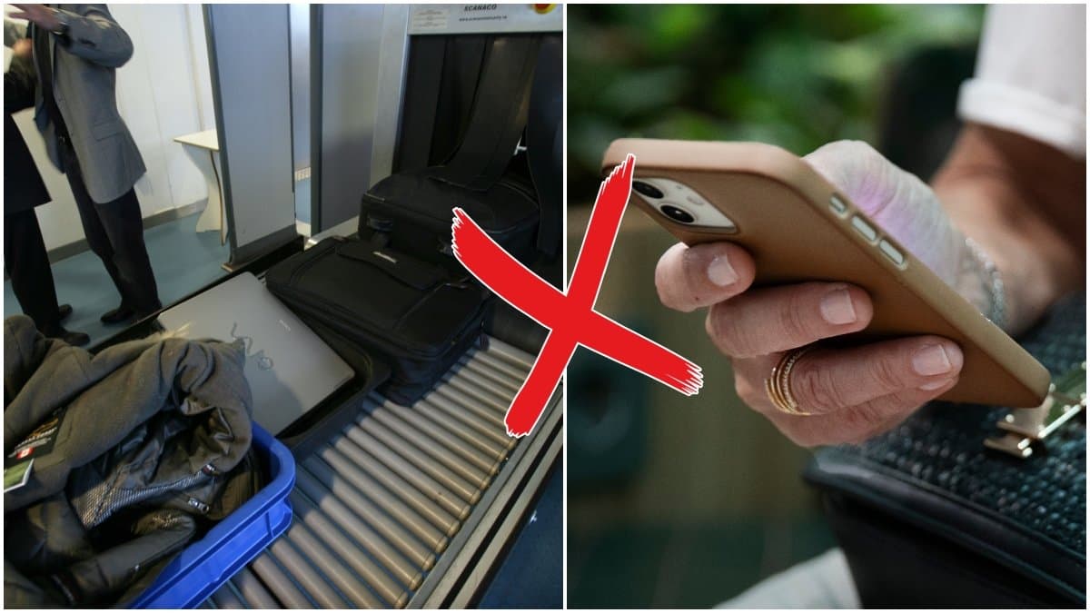 säkerhetskontroll och mobiltelefon