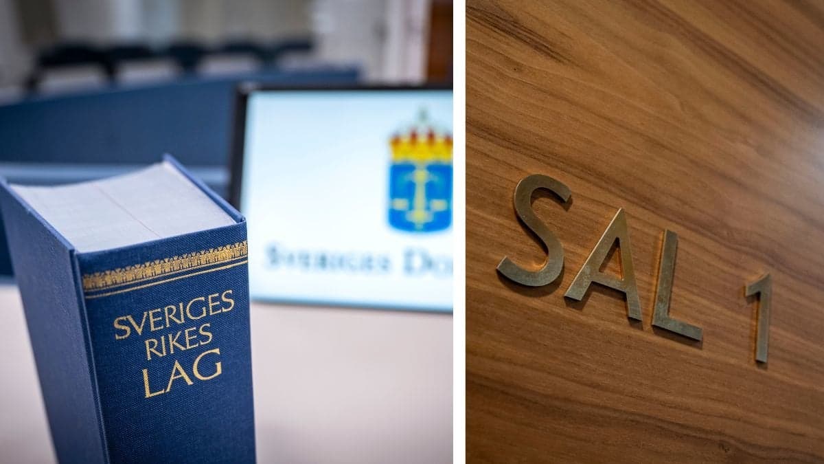 Lagbok vänster. Rättsal höger.