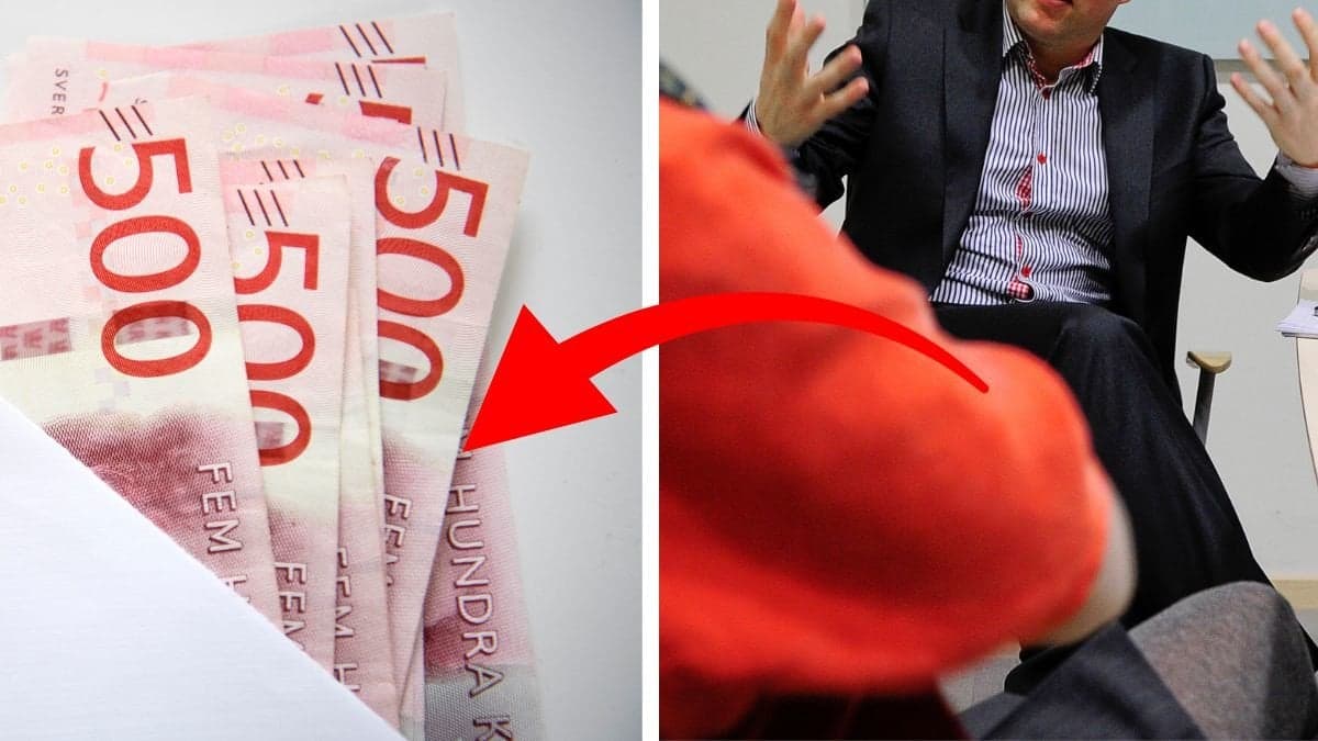 Bild på pengar samt manliga och kvinnliga medarbetare