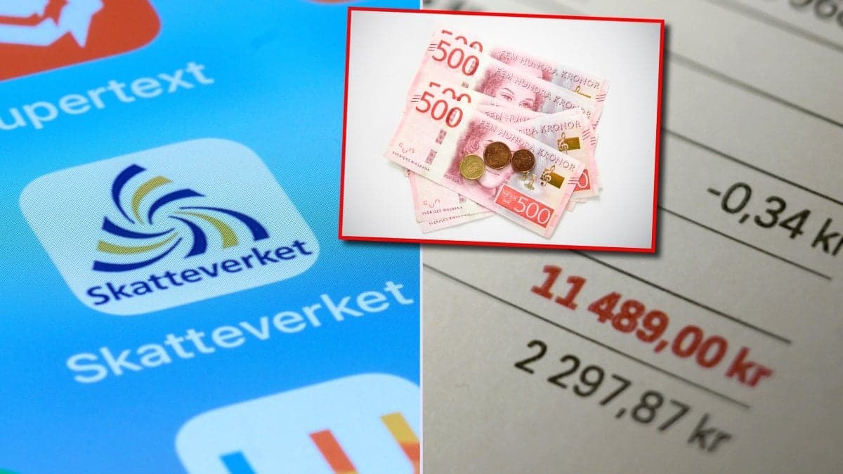 Skatteverkets app, pengar och räkning.