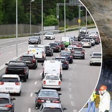 Bild på en bilkö och en del av tunneln.