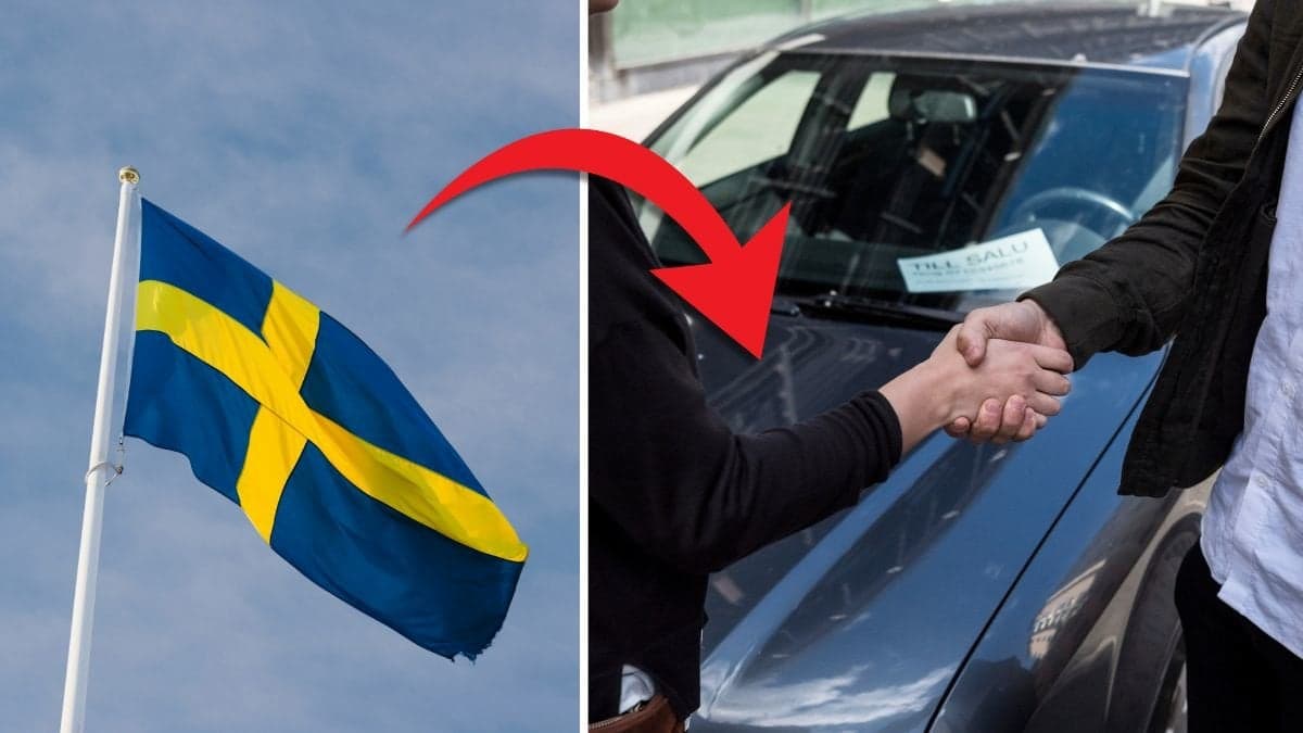 Sverige flagga och bilköp.