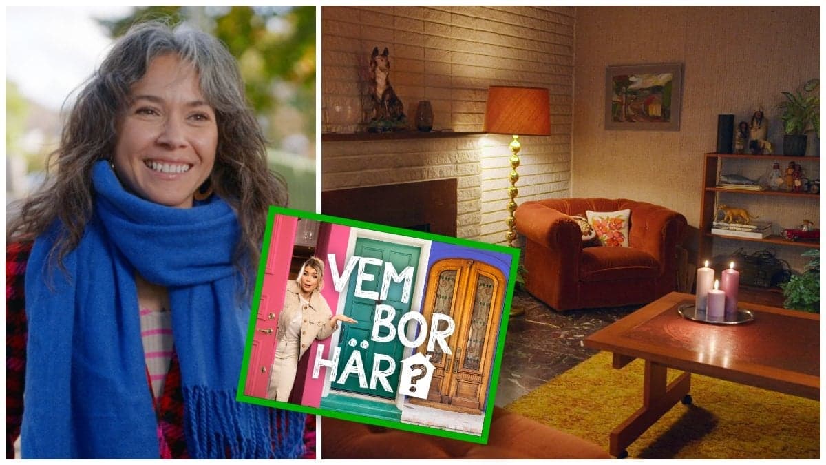 Nina Mattsson och vardagsrummet i 70-talshemmet i Vem bor här?