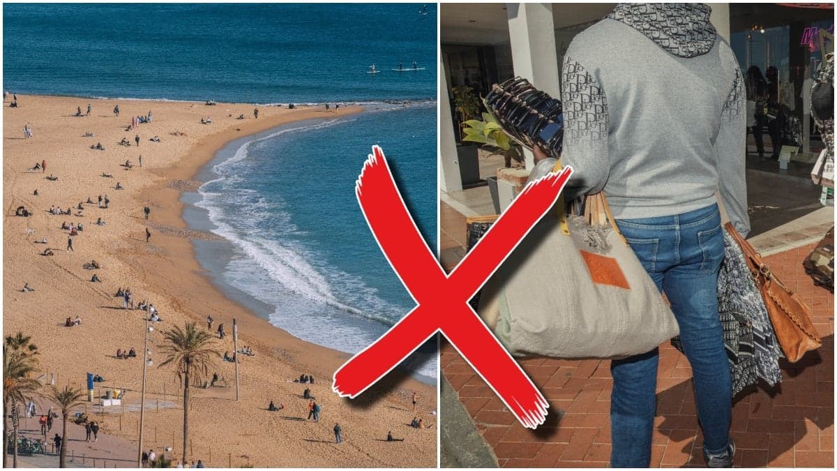 Strand och turister i spanien.