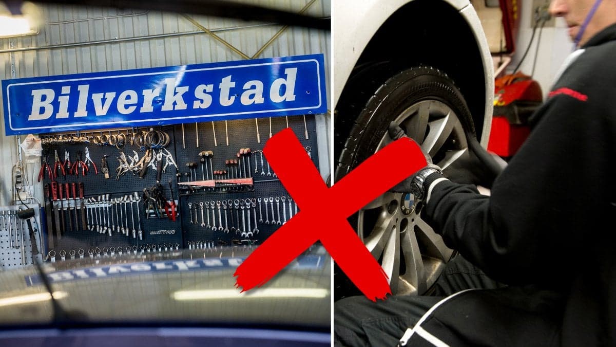 Bilverkstad och bildäck.