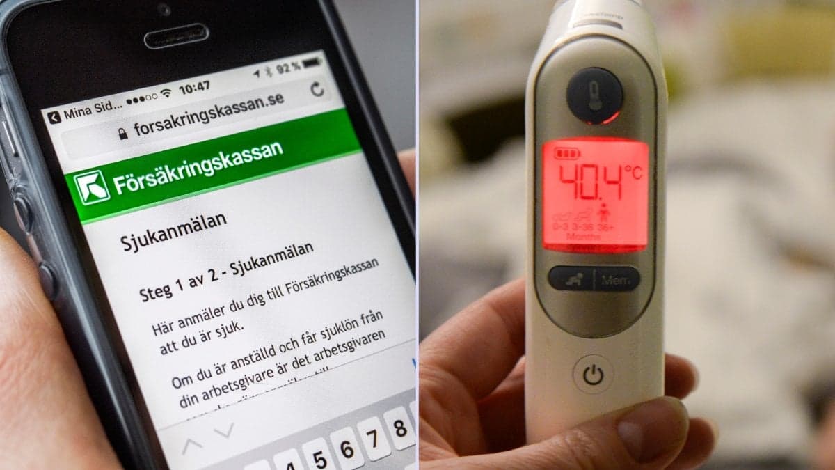Försäkringskassans app och febertermometer.
