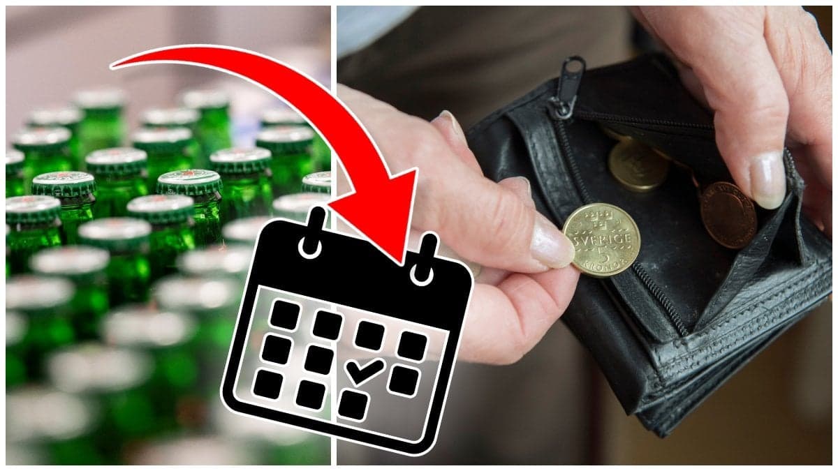 Glasflaskor och en plånbok med mynt