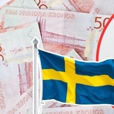 Pengar, glad kvinna, svensk flagga