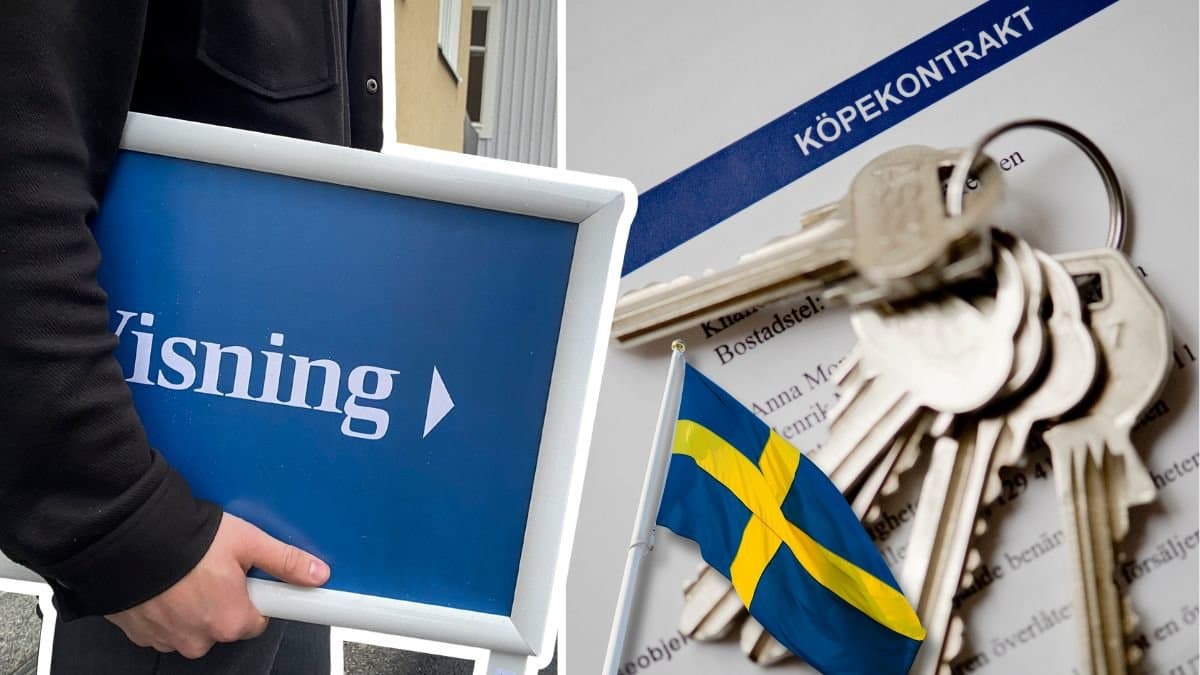 Visningsskylt och bostadsköp.