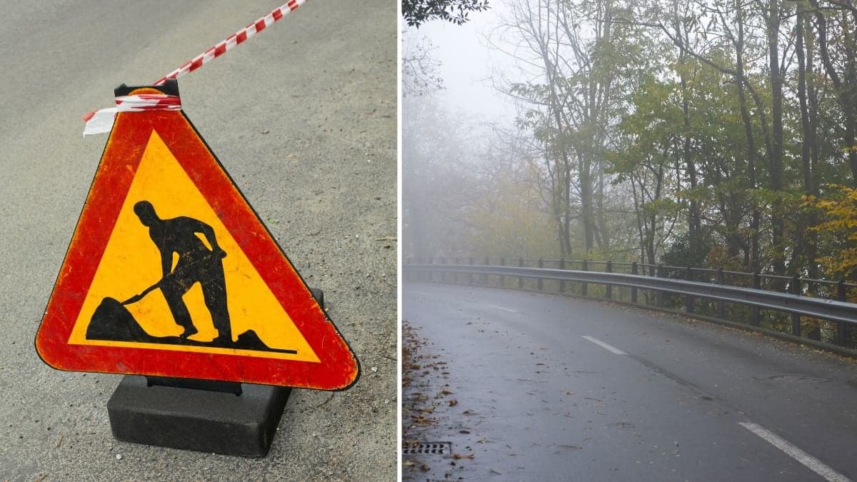 Vägarbete och väg.