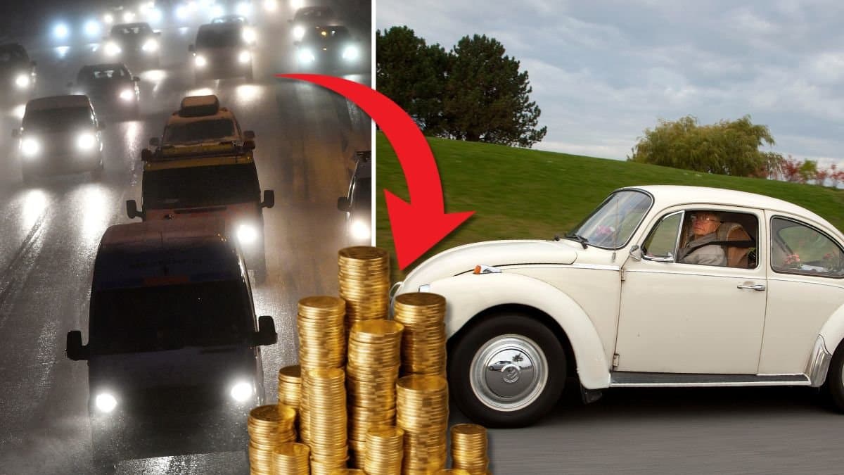 Motorväg och en bubbla som kör. 