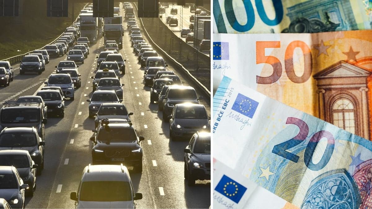 Bilkö på bilväg och euro pengar.