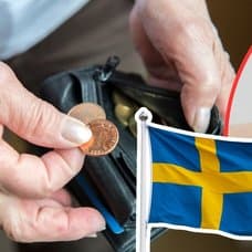 tom plånbok bekymrad kvinna svensk flagga 