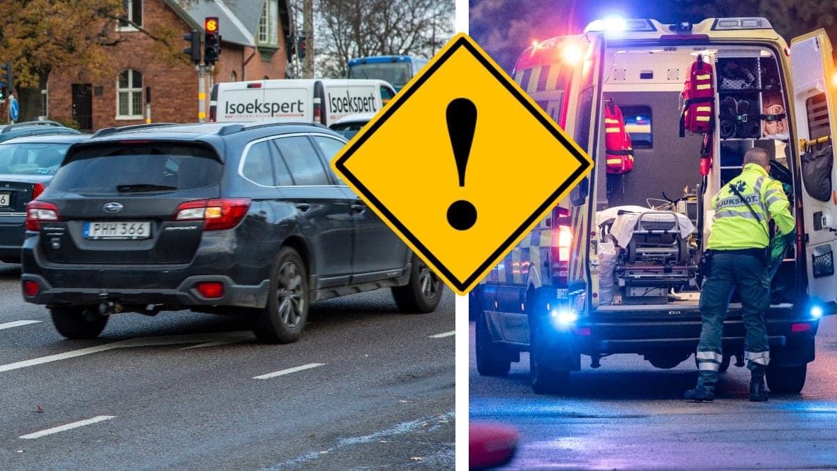 Bil på väg och ambulans