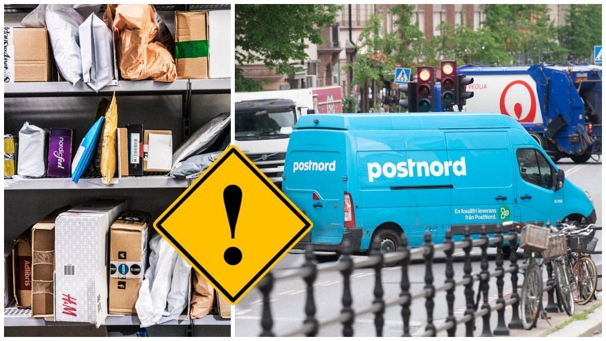 Paket hos ett ombud och en Postnord-bil