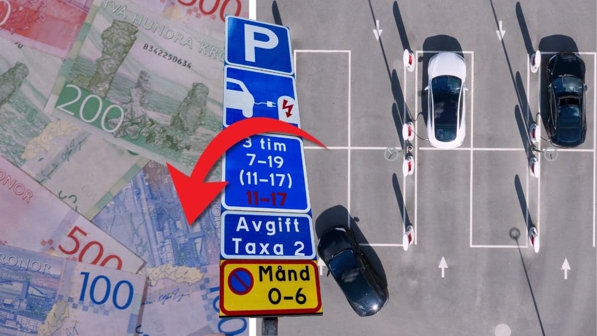 Pengar och kontanter och elbilar som står parkerade.