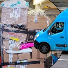 Bild på paket och en Postnord-bil.