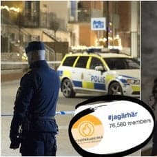 Bild på en polis och en annan bild på Mina Dennert.