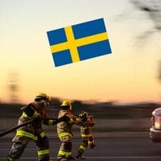 Ambulans, brandmän, flaga