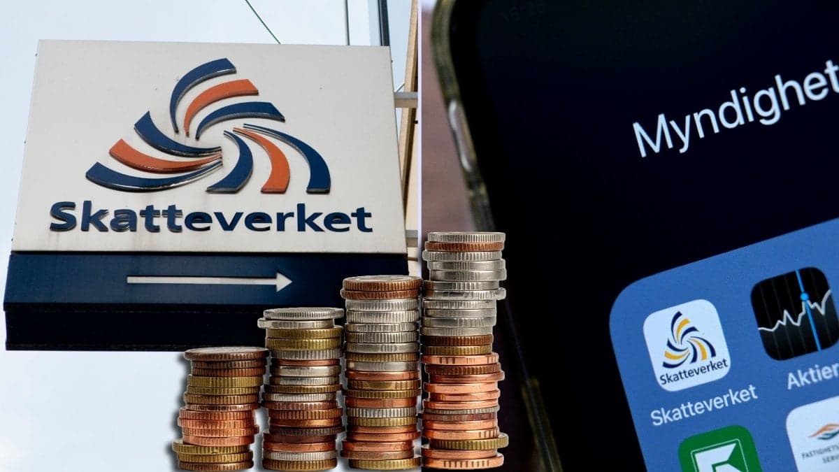 Skatteverkets skylt och app.