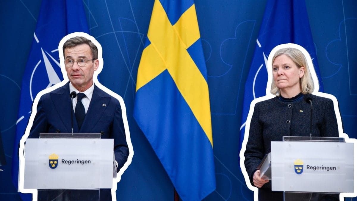 Ulf Kristersson vänster. Magdalena Andersson höger.