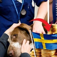 Hund och veterinär.