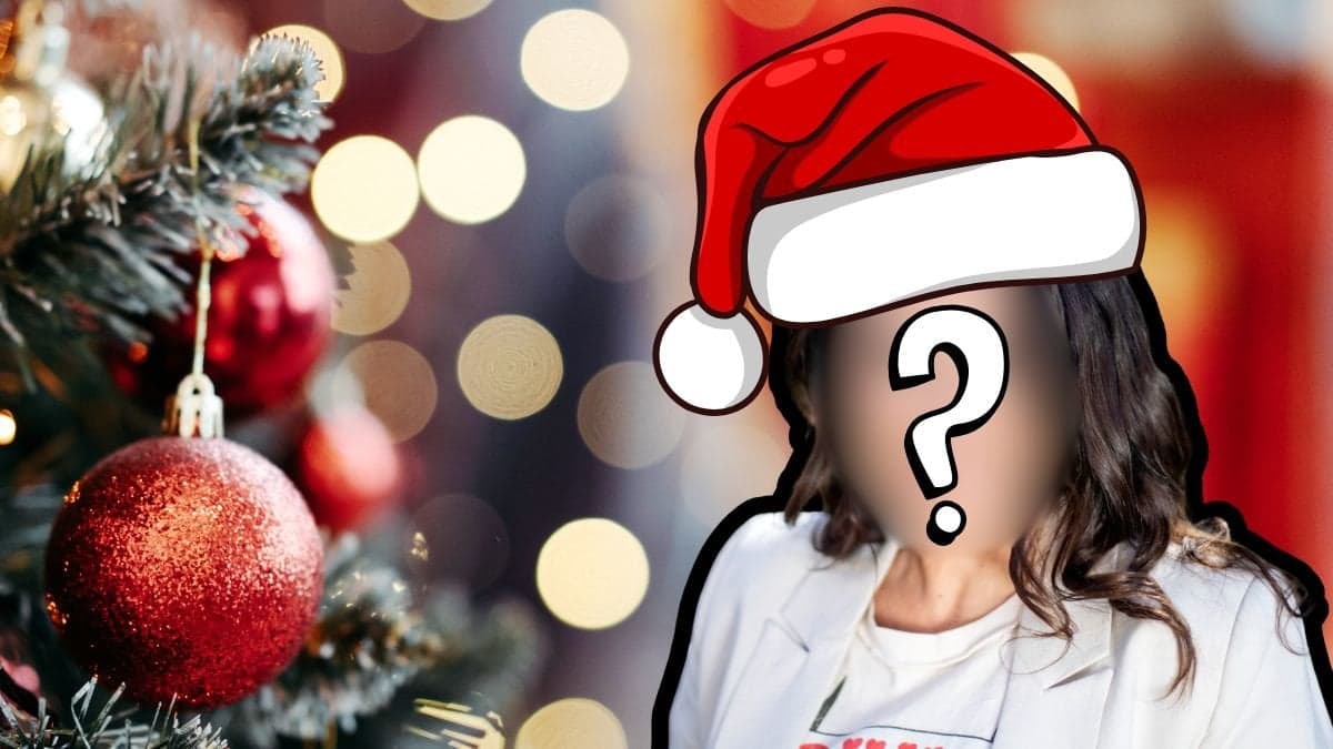 Julgran och Jill Johnson med blurrat ansikte