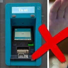 Bankomat och butik som tackar nej till kontanter.