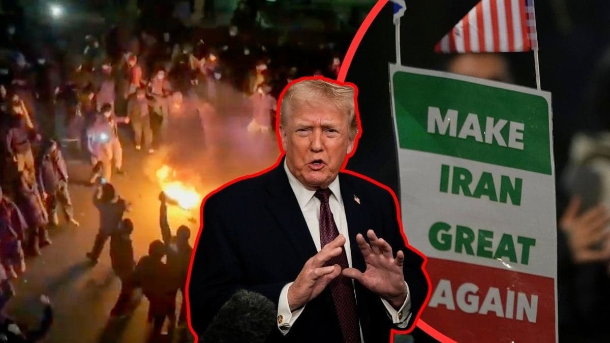 Protester Iran, Donald Trump,