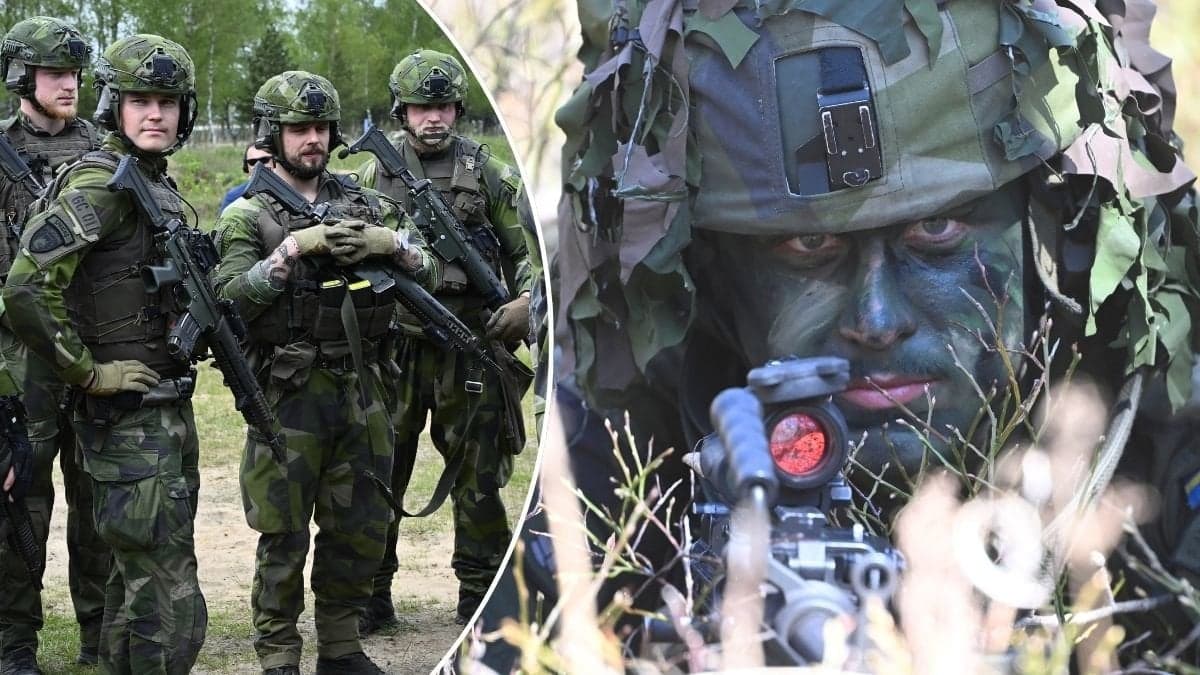 Bilder på militärer som övar.