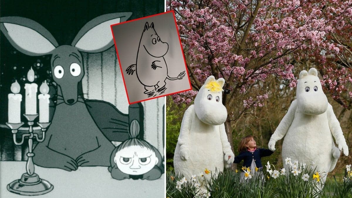 Bilder på Muminkaraktärer. 