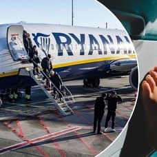 Bilder på fötter och ett flygplan.