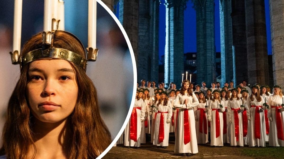 Årets lucia Salma Larsson och luciatåget i Luciamorgon 2025