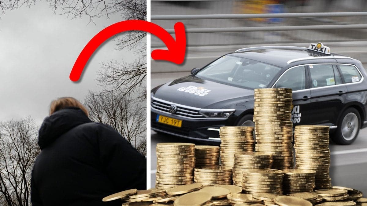 Kvinna och en taxi.