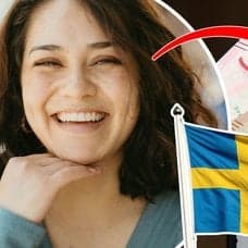 plånbok svensk flagga glad tjej