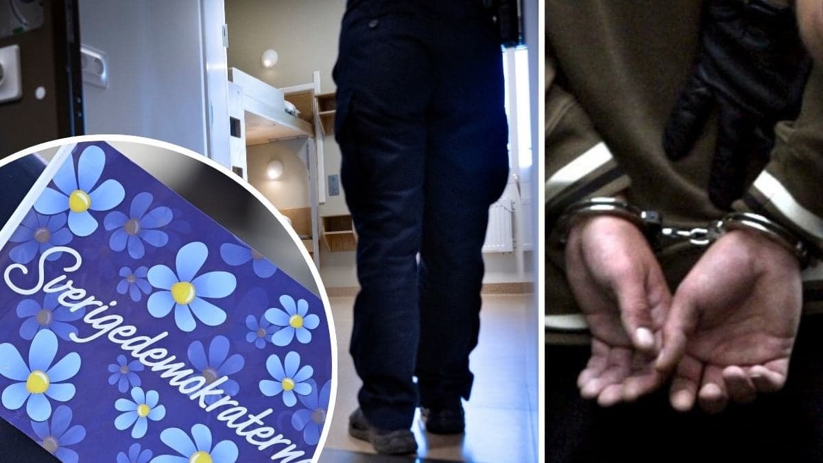 SD:s flagga, fängelsecell och handbojor.