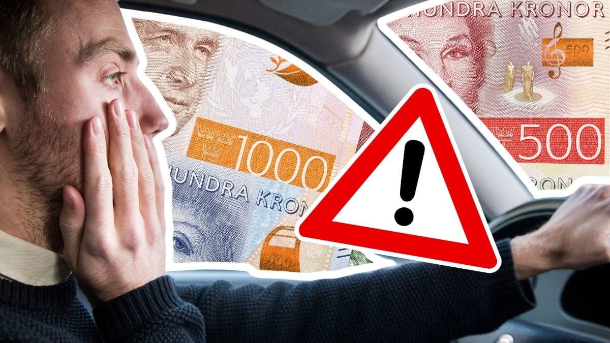 Man som kör bil och svenska sedlar