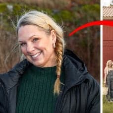 Anna Brolin vänster, Farmen-deltagarna höger.