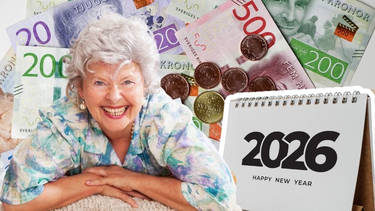 Pengar, kalender och en glad kvinna.