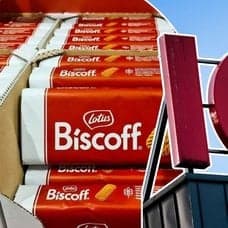 Bild på Biscoff och Icas skylt.