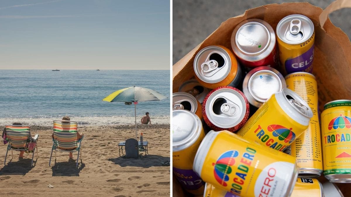 Spanien strand och bantburkar.