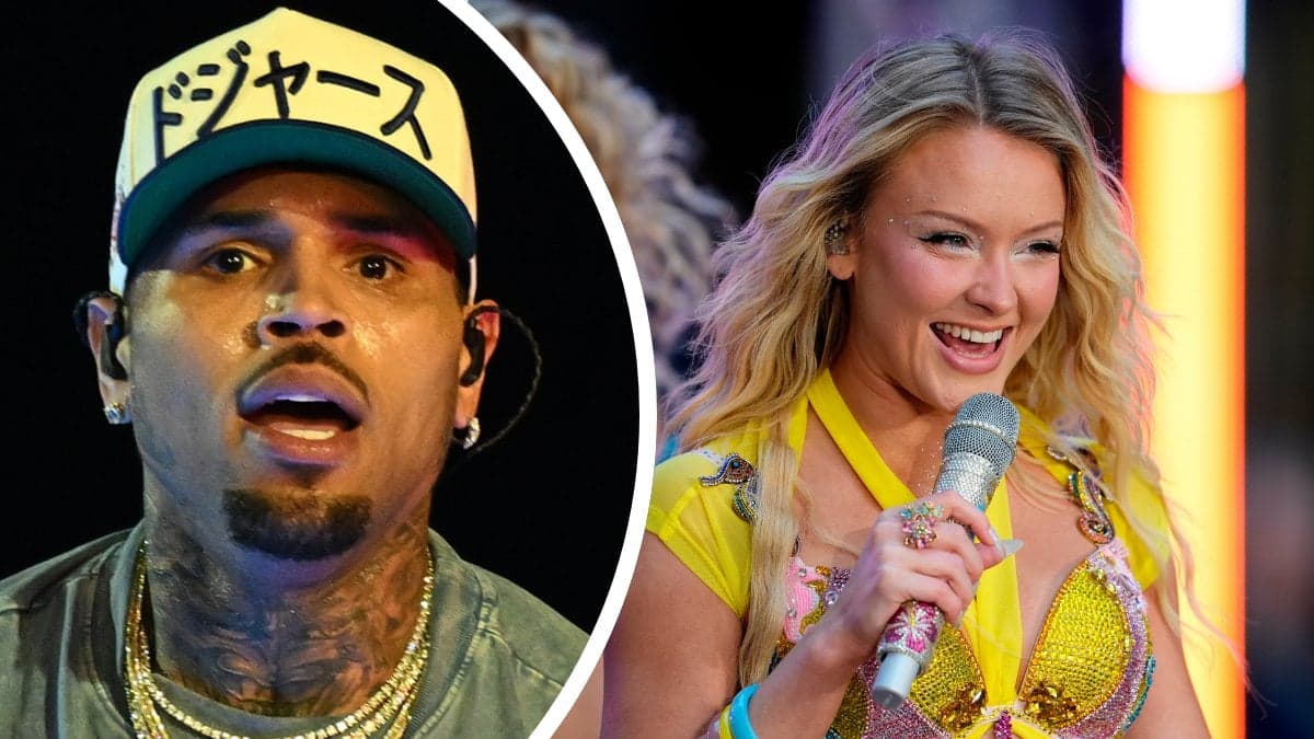 Chris Brown vänster. Zara Larsson höger.