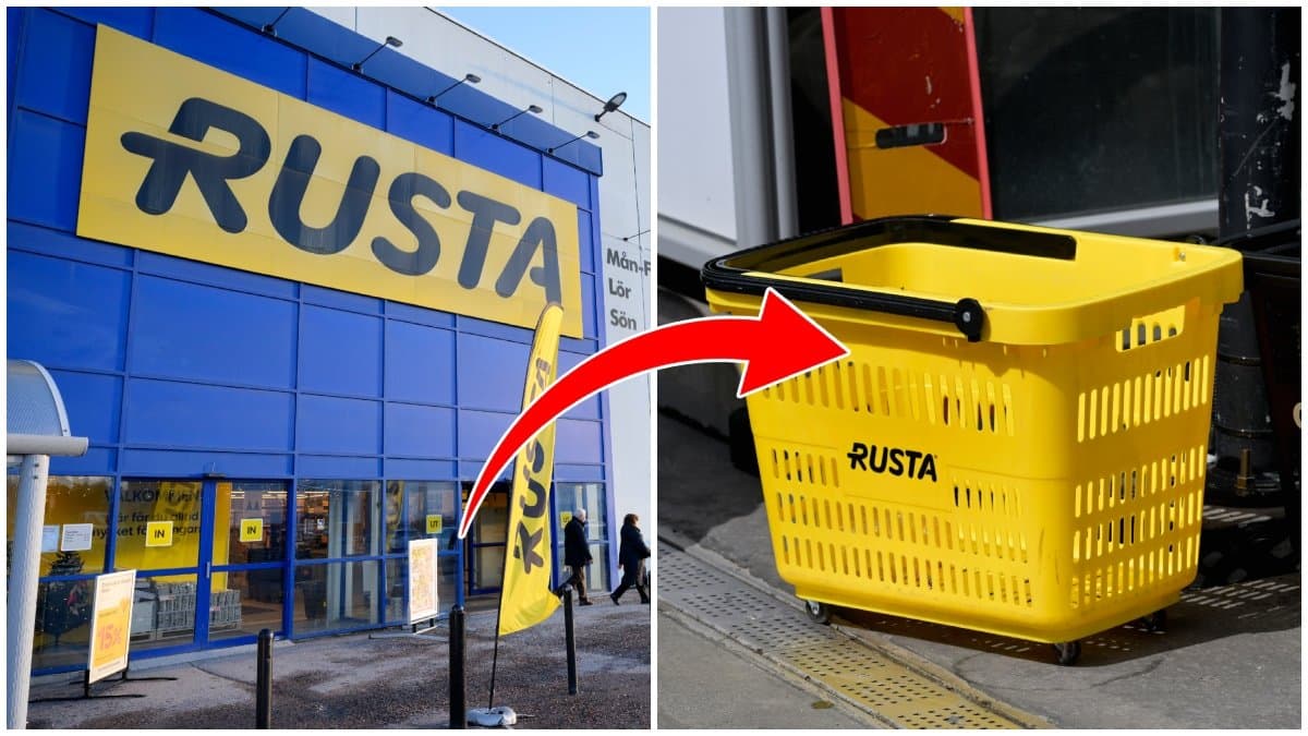 Rustabutik och en gul korg från Rusta